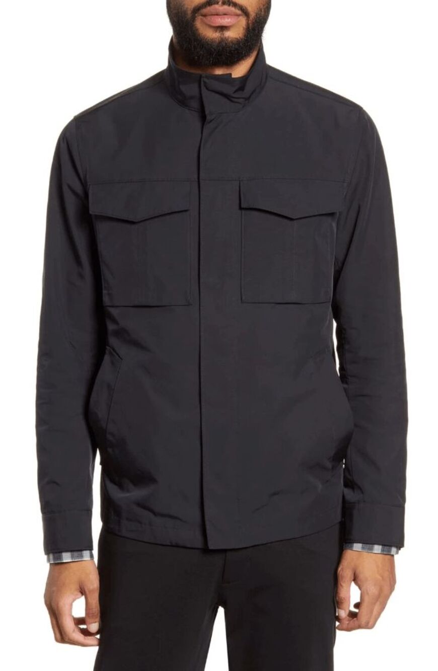 Theory Ink Black Yost N Fuel Canvas Full Zip Snap Button Jacket Men's Size XXL